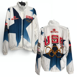 Vintage USA Olympic Team Jacket Mens Large White 1996 Atlanta Ceremony 90s